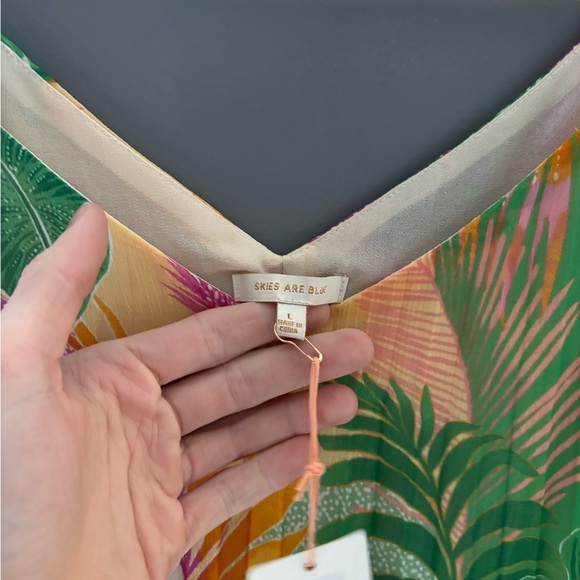 Skies Are Blue Sleeveless Printed Pleated Maxi Dress Size Large - Picture 5 of 5